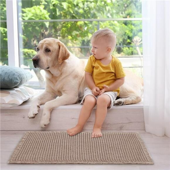 Tan waffle bath mat non slip absorbent bathroom rug soft washable floor mat 18x3 - Picture 6 of 7